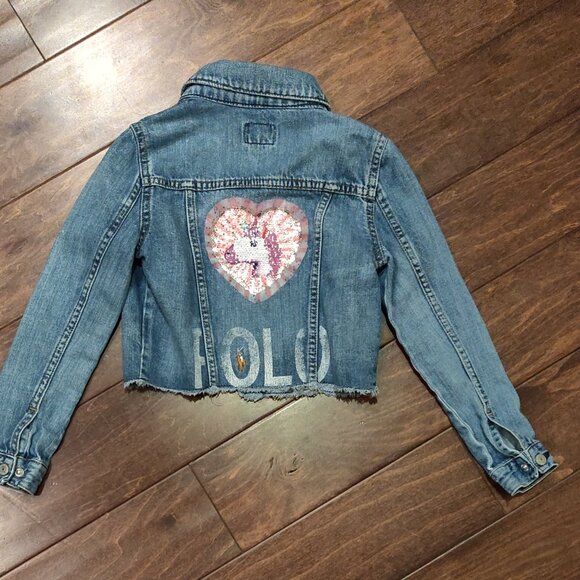 Polo Ralph Lauren Other - Polo Ralph Lauren Denim Trucker Jacket Sequin Unicorn Little Girls SIZE …